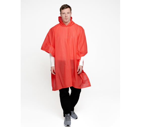 Изображение товара Дождевик-пончо на кнопках MasterProf в мешочке, красный, PEVA ДС.071531