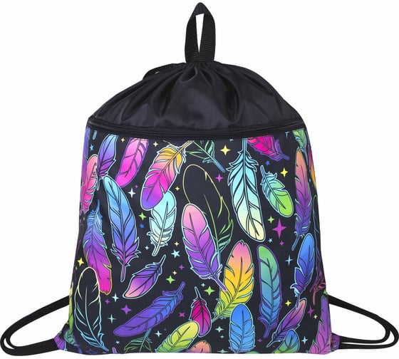 Изображение товара Мешок для обуви с ручкой BRAUBERG, карман на молнии, сетка, 51x41 см, Feathers, 271057