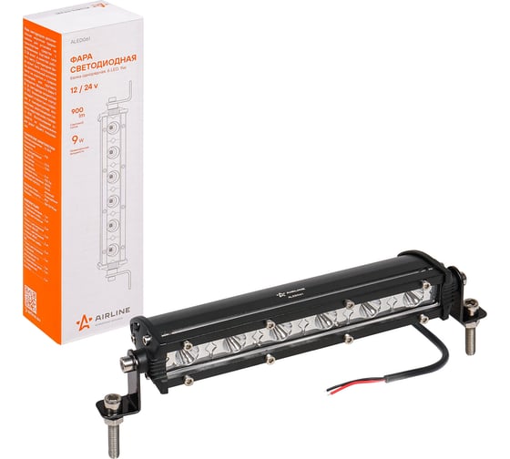 Изображение товара Светодиодная фара (балка) однорядная Airline 6 LED, направленный свет, 9W, 186x30x47, 12/24V ALED061