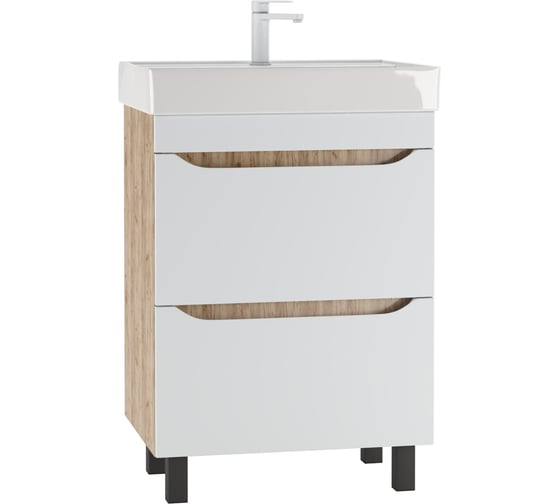 Изображение товара Тумба Домино Bruno под умывальник "Енисей 60" белый матовый, с двумя ящиками DBr2903T