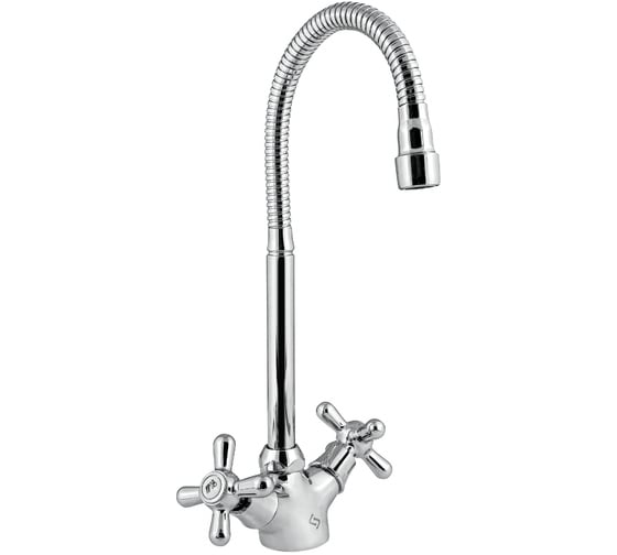 Изображение товара Смеситель для кухни Славен с гибким изливом, двуручный СЛ-ДВ-О25