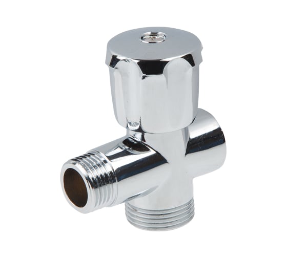 Изображение товара Кран вентильный AV Engineering 1/2"х3/4" для стиральной машины, трехпроходной, хром AVE255123412