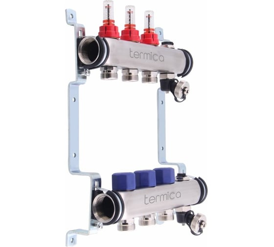 Изображение товара Коллекторная группа Termica 1" 9 отводов 3/4" с расходомерами 83601009