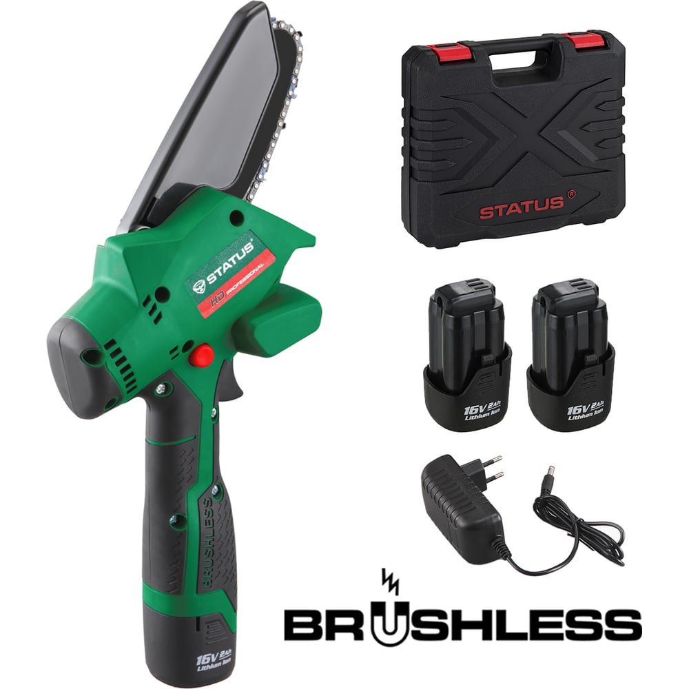 Изображение товара Аккумуляторная цепная пила STATUS CP 115 бесщеточная 16 В 10 см шина