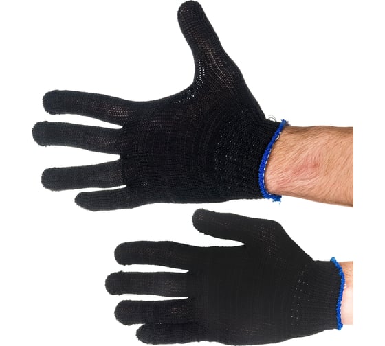 Изображение товара Хлопчатобумажные перчатки STARTUL без ПВХ-покрытия, черные, р. 9 ST7501