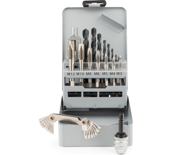 Изображение товара Набор машинно-ручных метчиков GSR DIN 352 B M3-M12 + сверла 17 предметов 00708040