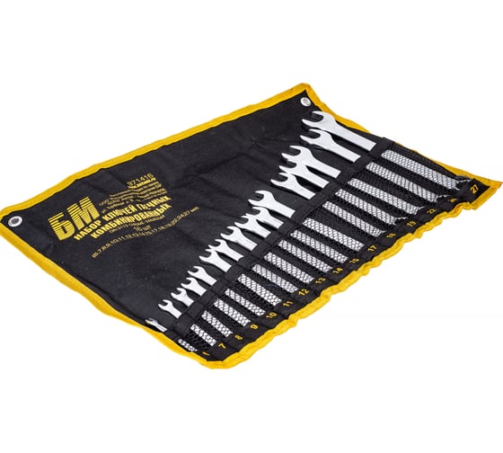 Изображение товара Набор ключей БМ КГК 6-27 мм 16 предметов тетроновая сумка CrV 971416