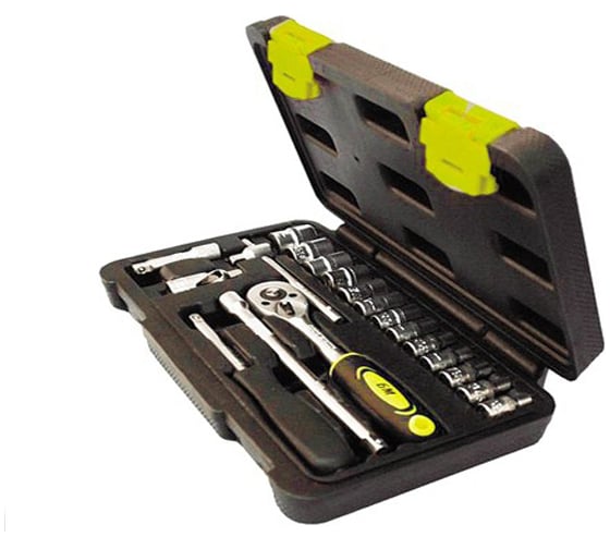 Изображение товара Набор головок БМ 1/4"DR, 19 предметов, CrV 970819