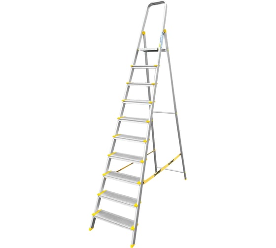 Изображение товара Алюминиевая профессиональная с анодированным покрытием стремянка Алюмет с широкими ступенями 10 ступеней. Серия АS710