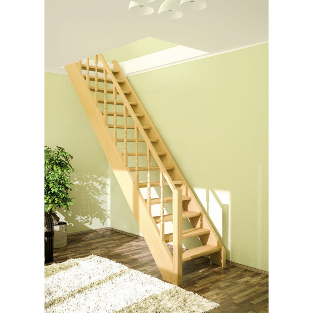 Прямая деревянная лестница ТДВ, размер 1950х925