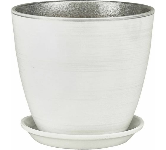 Изображение товара Горшок Сады Аурики РС 04 1 бутон белое серебро, керамика, 12 см, 1 л 060196