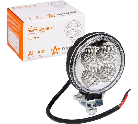 Изображение товара Светодиодная круглая фара Airline 4 LED рассеянный свет, 12W, 83x83x51, 12/24V ALED002