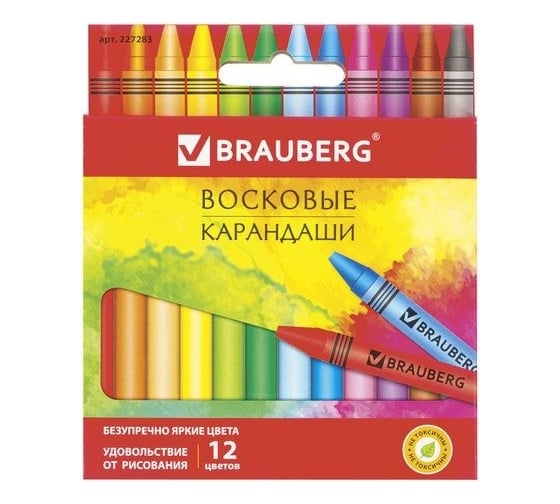 Изображение товара Восковые карандаши BRAUBERG АКАДЕМИЯ набор 12 цветов 227283