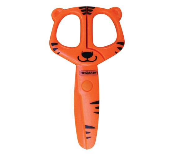 Изображение товара Ножницы ПИФАГОР Тигренок 120 мм, с безопасными пластиковыми лезвиями, оранжевые, европодвес 236858