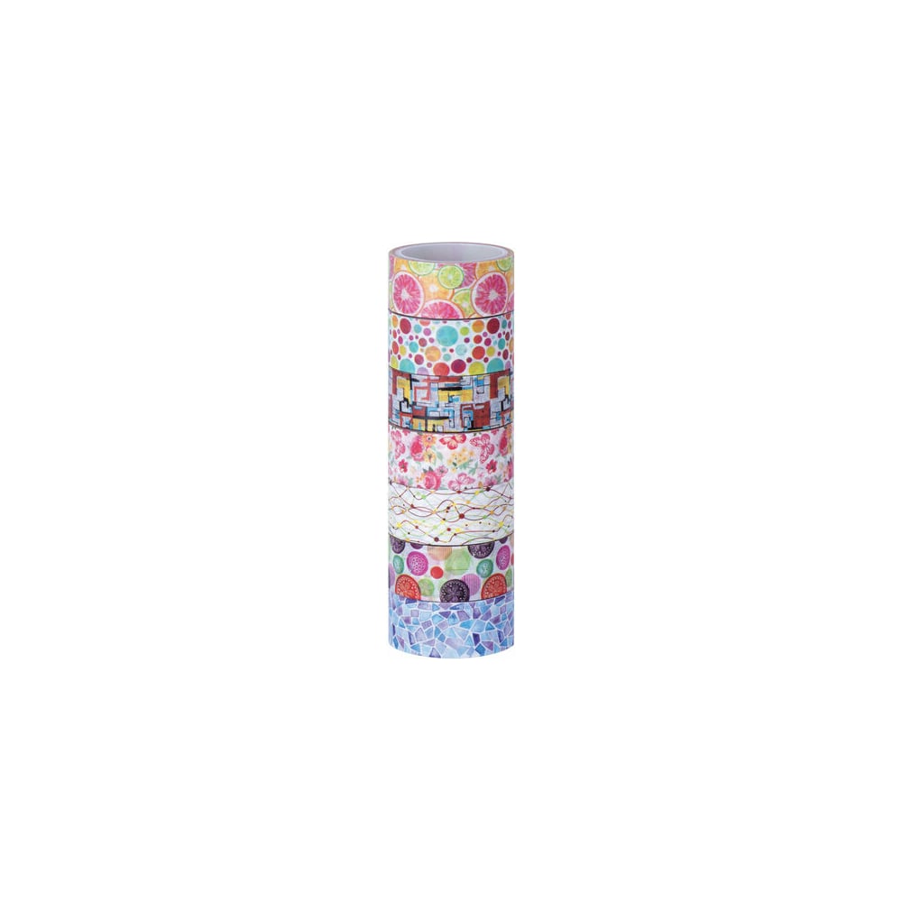 Изображение товара Клейкие WASHI-ленты для декора ОСТРОВ СОКРОВИЩ Микс №2, 7 цветов, рисовая бумага 661710
