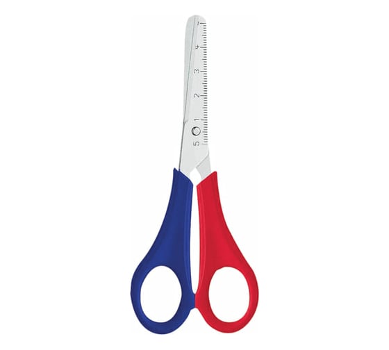 Изображение товара Ножницы ПИФАГОР 130 мм, для левши, с линейкой, в упаковке с подвесом 236784