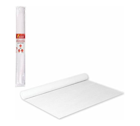 Изображение товара Гофрированная бумага для флористики ОСТРОВ СОКРОВИЩ 110 г/м2, белая, 50х250 см 129153