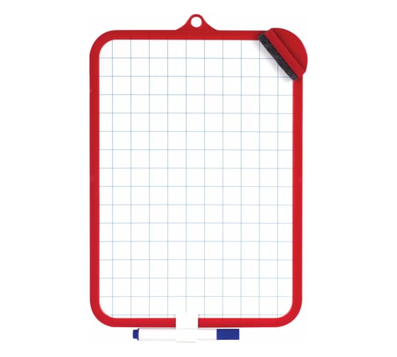 Изображение товара Двусторонняя доска для рисования ПИФАГОР с маркером и губкой 185х260 мм, клетка, подвес 236897