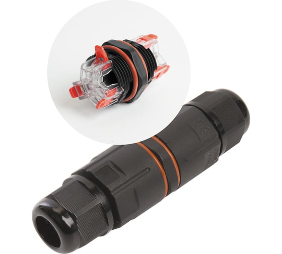 Изображение товара Соединитель-коннектор для проводов STEKKER LD533, 3-контактный, с пружинным контактом, водонепроницаемый, черный 49190