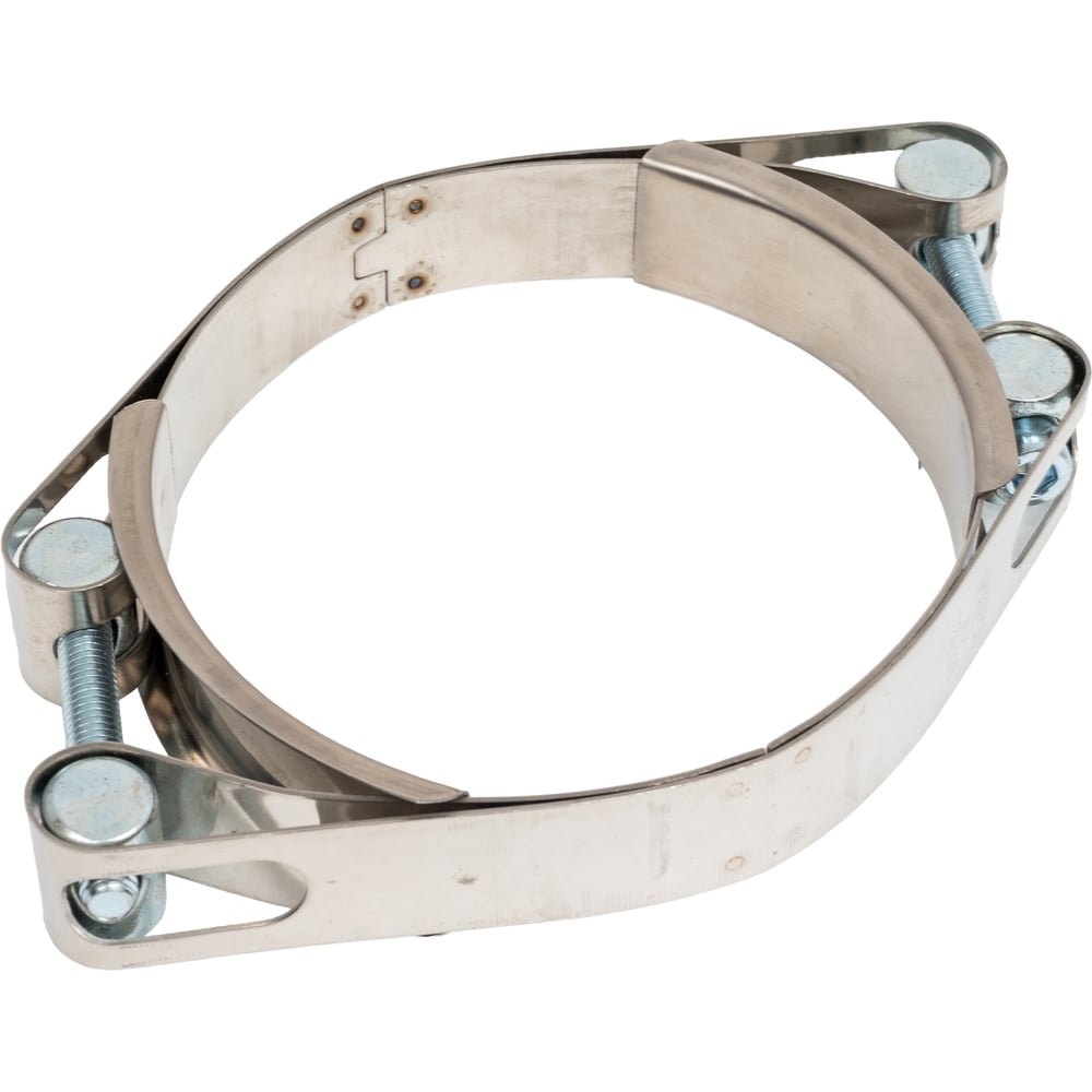 Изображение товара Двухболтовый шарнирный хомут для труб 120-130 мм нержавеющая сталь