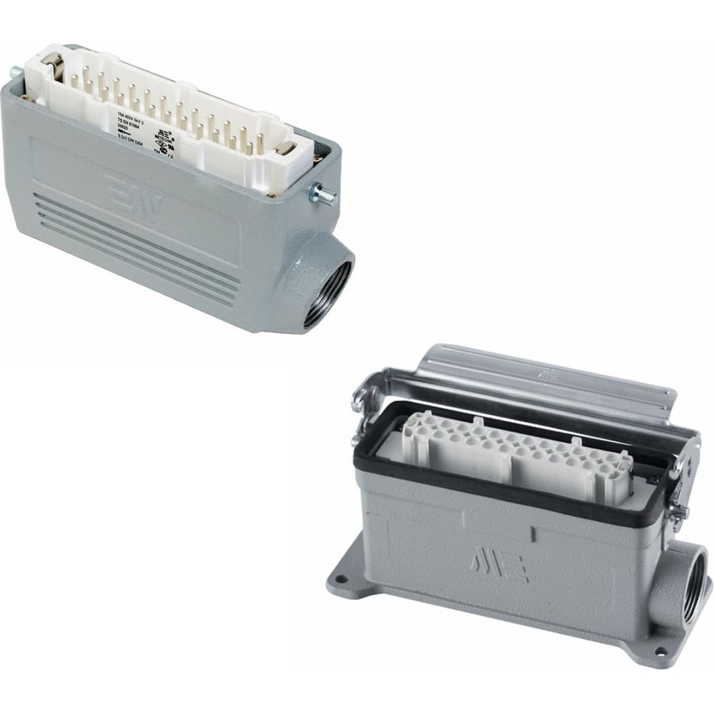 Изображение товара Промышленный прямоугольный разъем Mete Enerji H24E-AM-DF 24 контакта IP65 алюминий