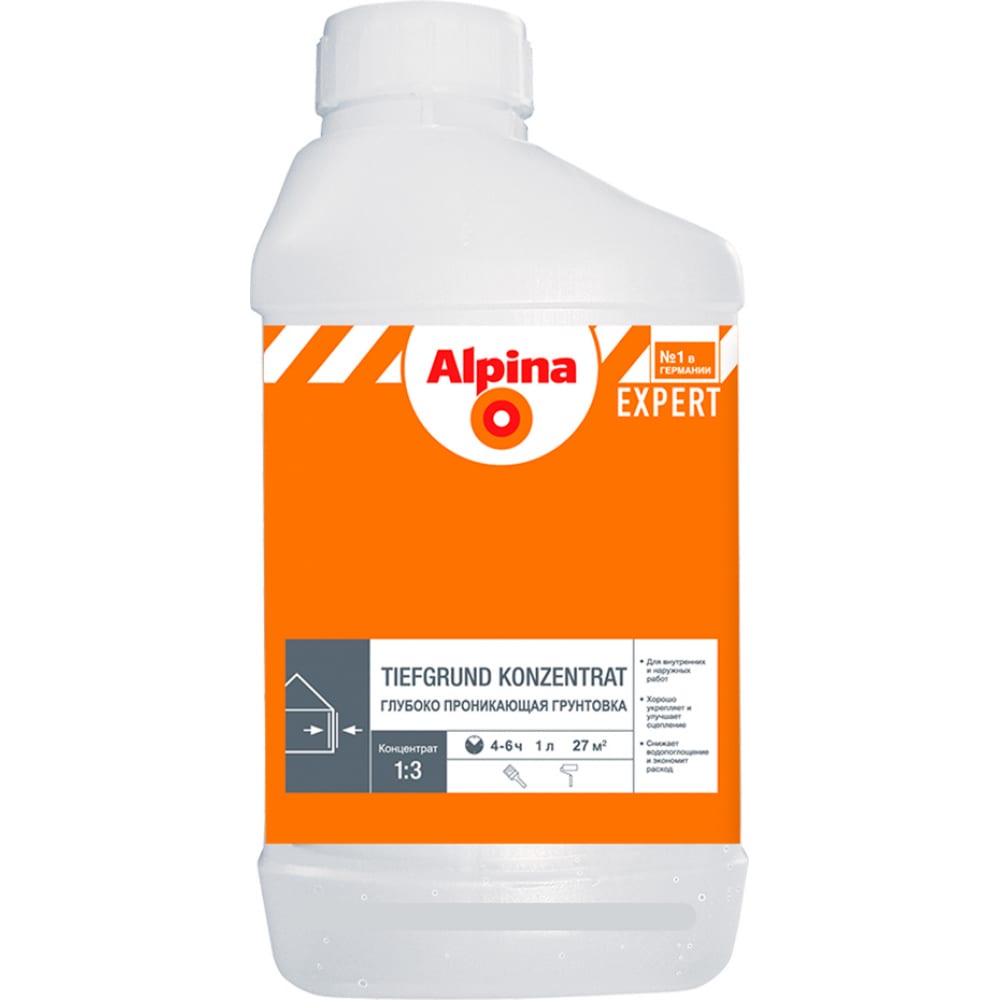 Универсальный грунт-концентрат глубокого проникновения ALPINA грунт концентрат основит профиконт lp52 1 кг