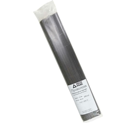 Изображение товара Вязальная проволока в прутках Delta-Park (400 мм; 250 шт.; термообработанная; мягкая; диаметр 2 мм) ГОСТ 3282-74 provoloka250_20