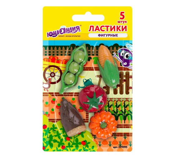 Изображение товара Набор фигурных ластиков ЮНЛАНДИЯ Огород 5 шт, ассорти 229595