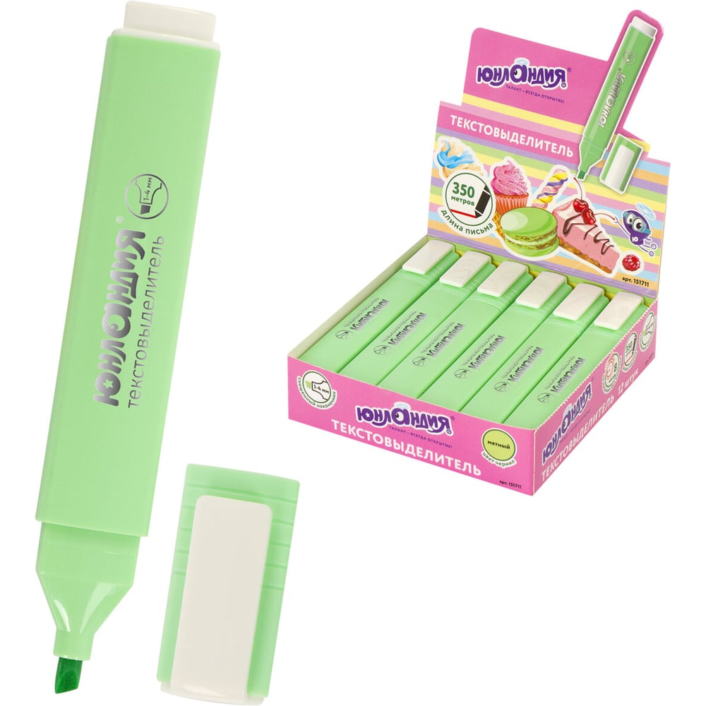 Изображение товара Текстовыделитель ЮНЛАНДИЯ COLORSTAR PASTEL мята 1-4 мм