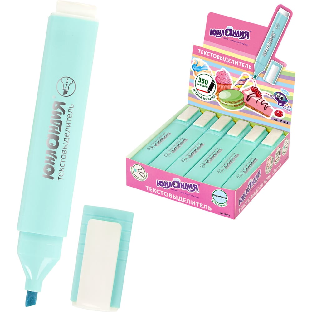 Изображение товара Текстовыделитель ЮНЛАНДИЯ COLORSTAR PASTEL бирюзовый 1-4 мм