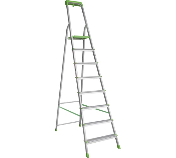 Изображение товара Алюминиевая стремянка Новая Высота PRO с органайзером, NV 2115 1x8 ступеней, Max нагр. 180 кг, 2К башмаки, 2115108