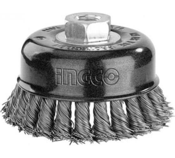 Изображение товара Проволочная щетка с гайкой INDUSTRIAL 75 мм, М14 INGCO WB20755