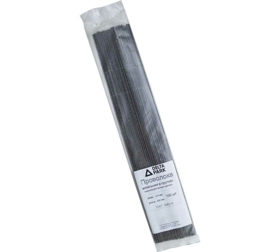 Изображение товара Вязальная проволока в прутках Delta-Park (400 мм; 100 шт.; термообработанная; мягкая; диаметр 2 мм) ГОСТ 3282-74 provoloka100_20