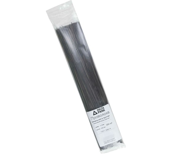 Изображение товара Вязальная проволока в прутках Delta-Park (400 мм; 250 шт.; термообработанная; мягкая; диаметр 1.2 мм) ГОСТ 3282-74 provoloka250_12