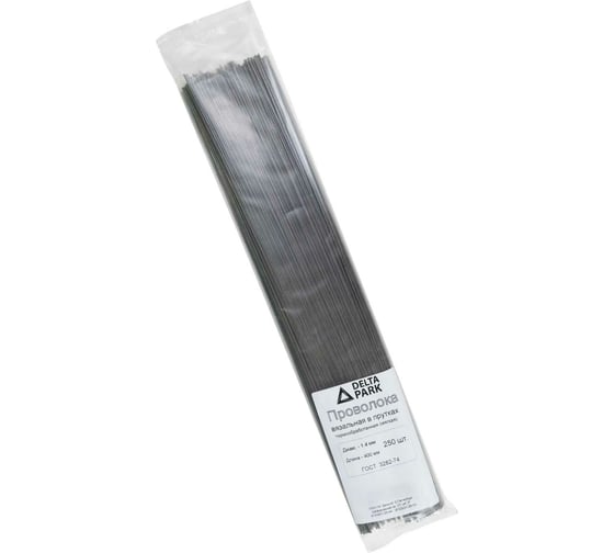 Изображение товара Вязальная проволока в прутках Delta-Park (400 мм; 250 шт.; термообработанная; мягкая; диаметр 1.4 мм) ГОСТ 3282-74 provoloka250_14