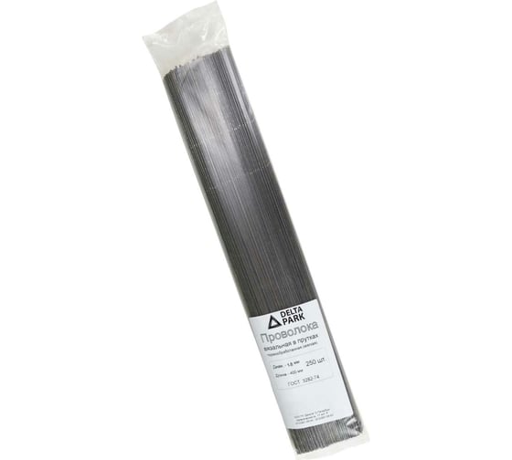 Изображение товара Вязальная проволока в прутках Delta-Park (400 мм; 250 шт.; термообработанная; мягкая; диаметр 1.8 мм) ГОСТ 3282-74 provoloka250_18
