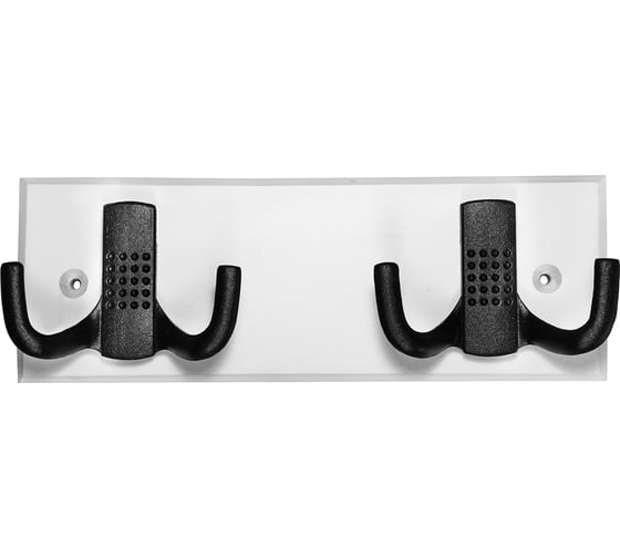 Изображение товара Настенная вешалка на деревянной планке с двойным крючком 2/2 белый-черный муар Трибатрон Комфорт 87964
