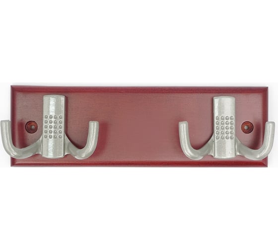Изображение товара Настенная вешалка на деревянной планке с двойным крючком 2/2 крас.дер.-алюминиевый мет. Трибатрон Комфорт 87997