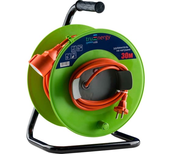 Изображение товара Садовый удлинитель на катушке truEnergy кабель ПВС 2x1,5 мм2 30 м 15506