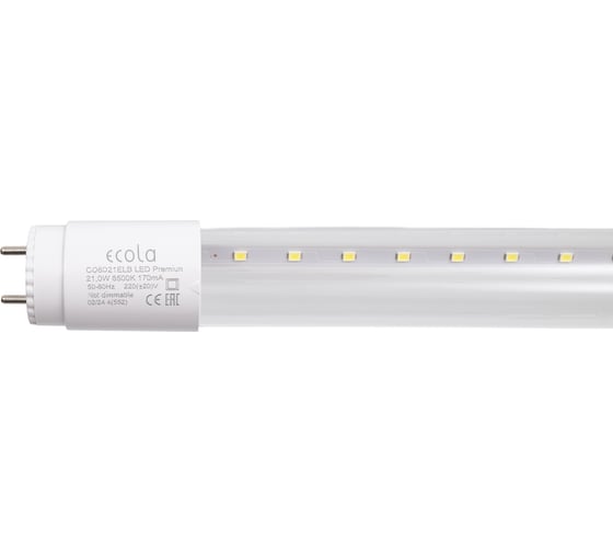 Изображение товара Светодиодная лампа Ecola T8 Premium G13 LED 21,0W 220V 6500K с повор. цоколями 1213x26 упак.инд.цв./8/24 CQ8D21ELB