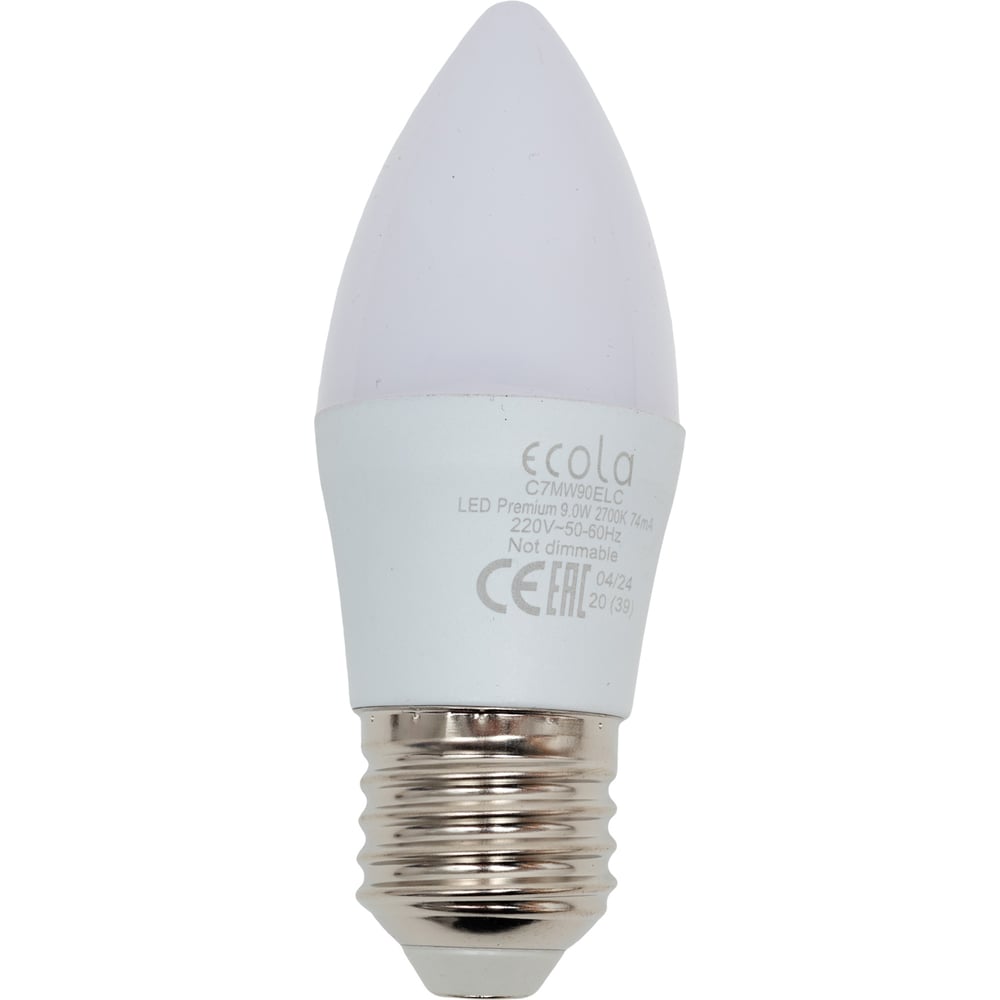 Изображение товара Светодиодная лампа Ecola candle LED Premium 9W E27 2700K свеча