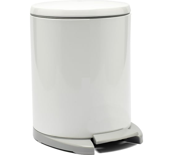 Изображение товара Урна для мусора PRIMANOVA CIGO 6 л, белый корпус, серая вставка, система SOFT CLOSE M-E41-01-07