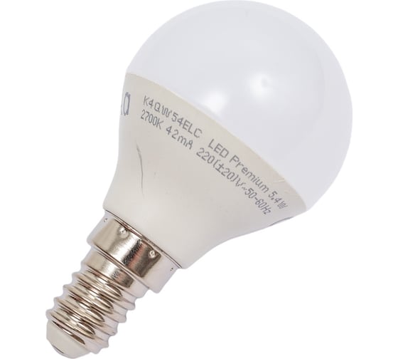 Изображение товара Светодиодная лампа Ecola globe LED Premium 5,4W G45 220V E14 2700K шар композит 82x45 K4QW54ELC