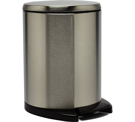 Изображение товара Урна для мусора PRIMANOVA CIGO 6 л, матовый хром корпус, чёрная вставка, система SOFT CLOSE M-E41-30-06