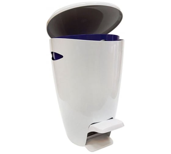 Изображение товара Урна с крышкой PRIMANOVA с педалью, 5 л, бело-синяя, 20х23х30 см M-E04-13