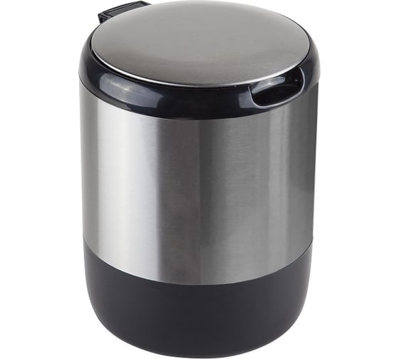 Изображение товара Урна с крышкой PRIMANOVA LIMA 3 л, из нержавеющей стали, круглая, цвет корпуса - чёрный M-E29-06