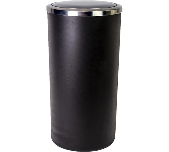 Изображение товара Урна для мусора PRIMANOVA LENOX 35 л, пластик, вращающаяся крышка из нержавейки, круглая, чёрная M-E48-06