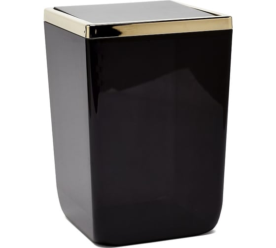 Изображение товара Урна с крышкой PRIMANOVA TOSKANA 6 л, пластик, чёрный-золото M-SA05-25-A