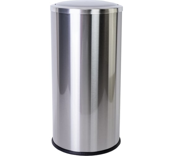 Изображение товара Урна для мусора PRIMANOVA VITA 30 л, из нерж.стали, с вращающейся крышкой, круглая, матовый корпус, чёрная вставка M-E46-30