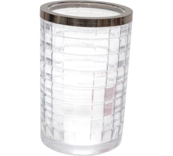 Изображение товара Стакан для зубной пасты и щётки PRIMANOVA ATHENA стекло/металл, диаметр 7 см, высота 10.5 см D-20702